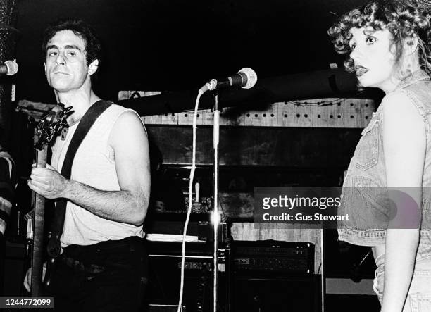 Robert Racioppo and Annie Golden of US punk band The Shirts perform on stage at Dingwalls, London, England, in July, 1978.