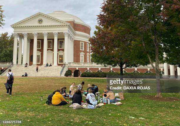 The University of Virginia campus is seen on October 12, 2022 in Charlottesville, Virginia. - Seven university students were dead and at least one...