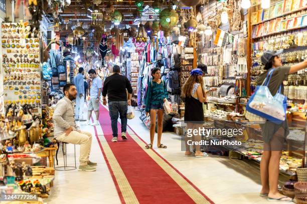 Tourist walk on the boulevards between oriental shops in the resort town of Sharm El Sheikh on Red Sea coast in South Sinai, Egypt on November 14,...