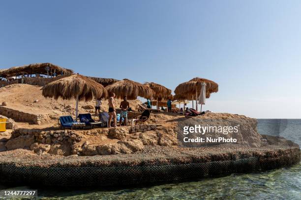 Tourist enjoy sunshine at the beach in the resort town of Sharm El Sheikh on Red Sea coast in South Sinai, Egypt on November 14, 2022. Sharm El...