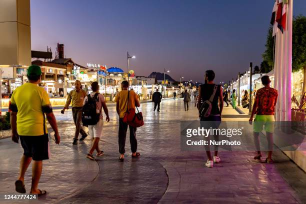 Tourist walk on the boulevards between oriental shops in the resort town of Sharm El Sheikh on Red Sea coast in South Sinai, Egypt on November 14,...