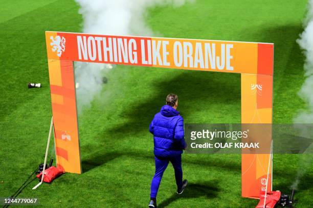 Netherlands' head coach Louis van Gaal attends a training session of the Dutch national football team at the KNVB Campus in Zeist on November 14 six...