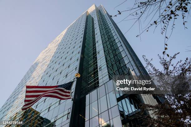 Flag flies at the Amazon.com Inc. Headquarters on November 14, 2022 in Seattle, Washington. Large scale layoffs are expected at the tech giant this...