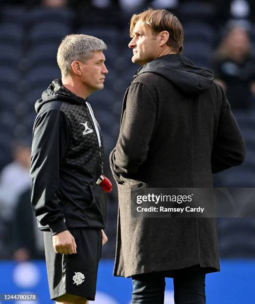 England , United Kingdom - 13 November 2022; Barbarians joint head coaches Ronan O'Gara, left, and Scott Robertson during the Killik Cup match...