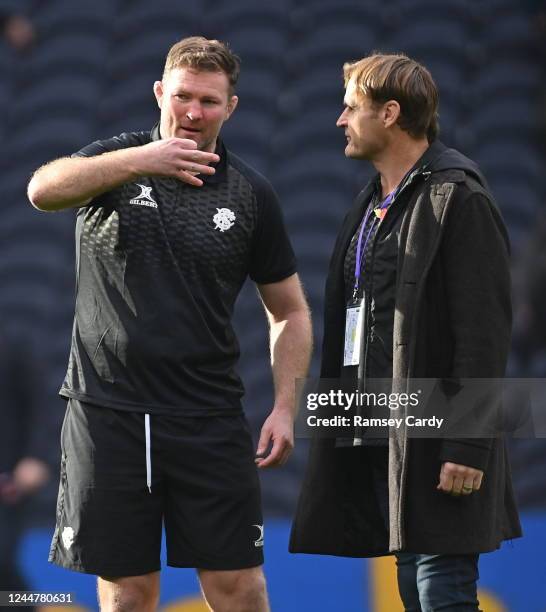 England , United Kingdom - 13 November 2022; Barbarians joint head coach Scott Robertson, right, and assistant coach Donnacha Ryan before the Killik...