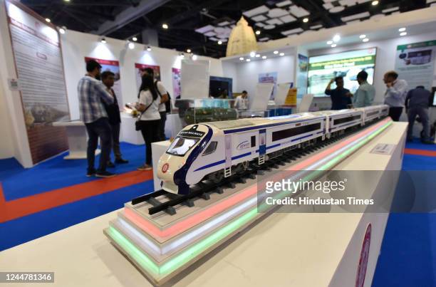 Vande Bharat model at Railways pavillion at 41th International Trade Fair 2022, at Pragati maiden on November 14, 2022 in New Delhi, India.