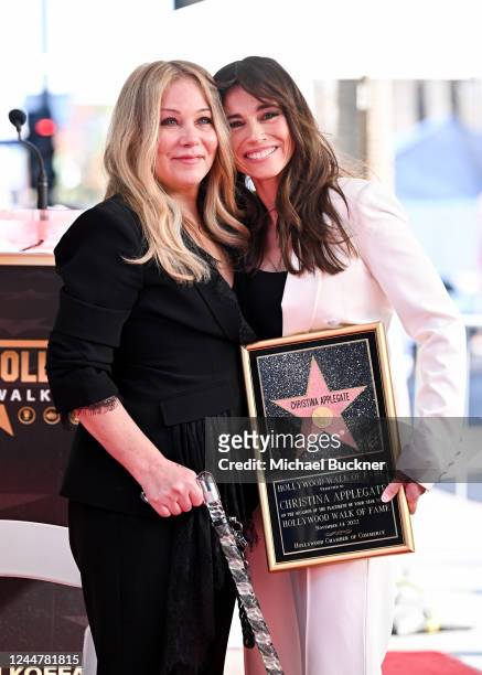Christina Applegate and Linda Cardellini at the star ceremony where Christina Applegate is honored with a star on the Hollywood Walk of Fame on...