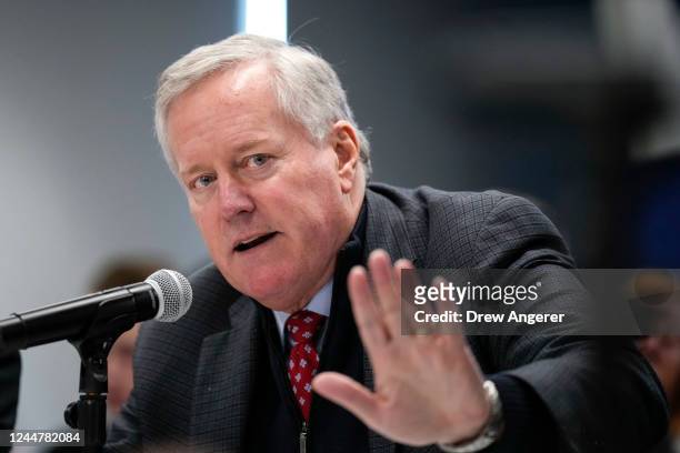 Former White House Chief of Staff during the Trump administration Mark Meadows speaks during a forum titled House Rules and Process Changes for the...