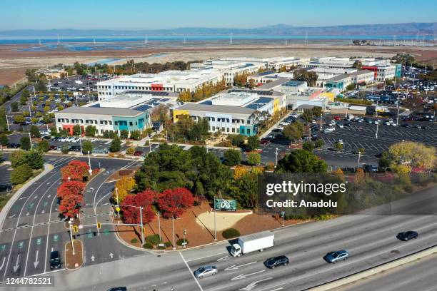 An aerial view of Meta headquarters in Menlo Park, California, United States on November 14, 2022. Tayfun Coskun / Anadolu Agency