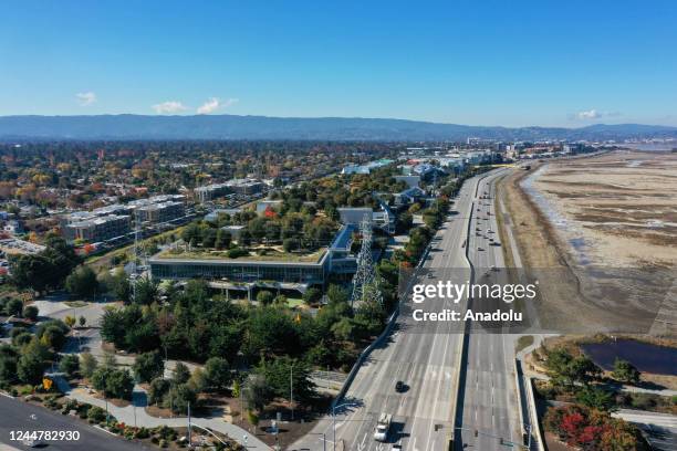 An aerial view of Meta headquarters in Menlo Park, California, United States on November 14, 2022. Tayfun Coskun / Anadolu Agency