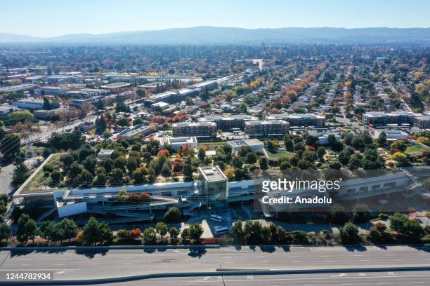 An aerial view of Meta headquarters in Menlo Park, California, United States on November 14, 2022. Tayfun Coskun / Anadolu Agency