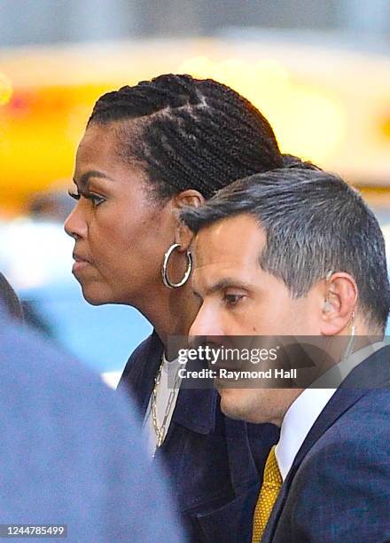 Michelle Obama visits the 'The Late Show With Stephen Colbert' at the Ed Sullivan Theater on November 14, 2022 in New York City.