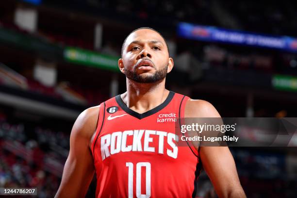 Eric Gordon of the Houston Rockets looks on during the game against the LA Clippers on November 14, 2022 at the Toyota Center in Houston, Texas. NOTE...