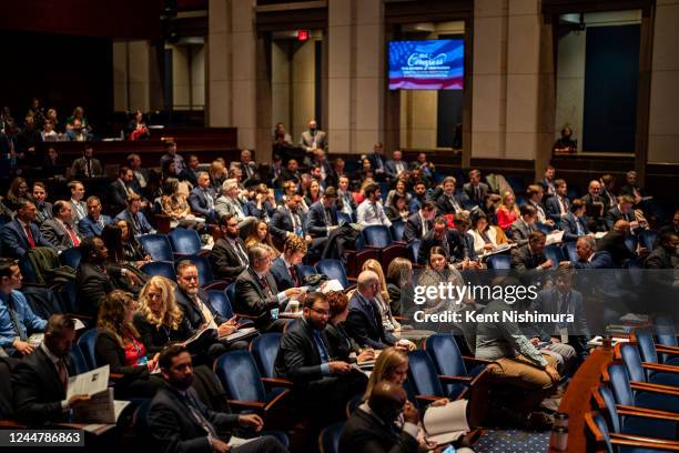 Members-elect and attend New House Member Orientation in the Capitol Visitor Center Auditorium on Capitol Hill on Monday, Nov. 14, 2022 in...