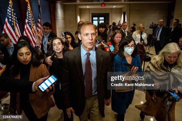 Rep. Scott Perry arrives for a House Republican Caucus meeting on Capitol Hill on Monday, Nov. 14, 2022 in Washington, DC. Tomorrow, House...