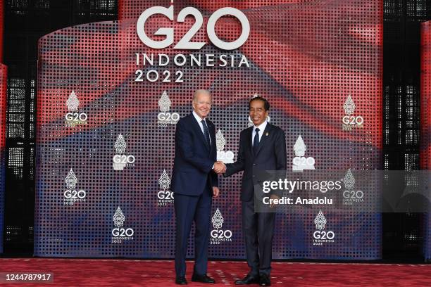 President Joe Bidenâââââââ is welcomed by Indonesia's President Joko Widodo upon arrival for the G20 leaders' summit in Nusa Dua, on the Indonesian...