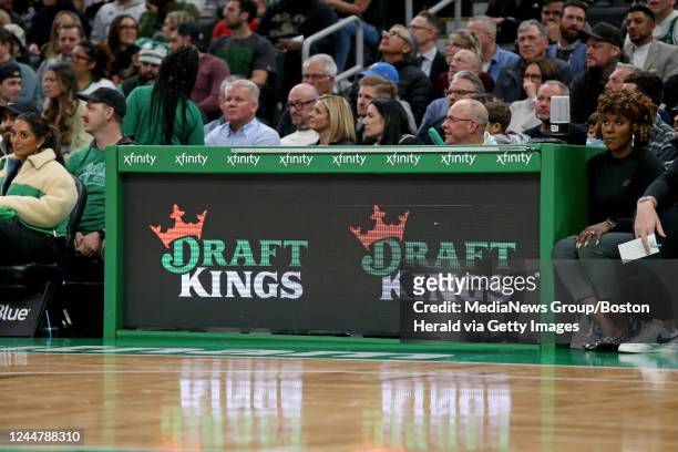 November 14: Draft Kings ad during the first half of the NBA game against the Oklahoma City Thunder at the TD Garden on November 14, 2022 in Boston,...