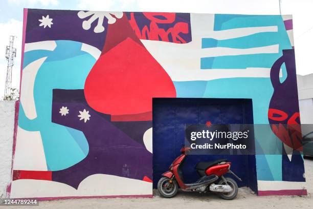 Mural made as part of Djerbahood urban art project in Djerba, Tunisia, on October 29, 2022. Djerbahood is an open-air museum of street art located in...