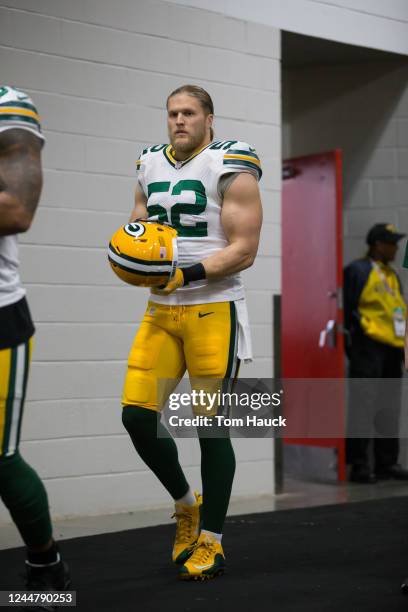 Green Bay Packers outside linebacker Clay Matthews walks out of the locker room during an NFL NFC Championship playoff game between the Green Bay...