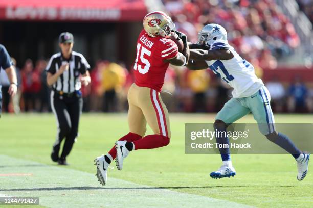 San Francisco 49ers wide receiver Pierre Garcon and Dallas Cowboys cornerback Jourdan Lewis during an NFL football game between the Dallas Cowboys...