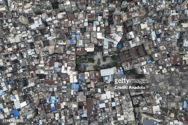 An aerial view of dense house on November 15, 2022 in Guangzhou,Guangdong province of China.The United Nations' World Population Prospects 2022...