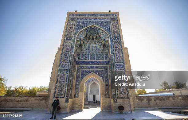 View of Gur-e-Amir, where the tomb of Emir Timur, the founder of the Timurid Empire, located on the historical Silk Road route, in the city center of...