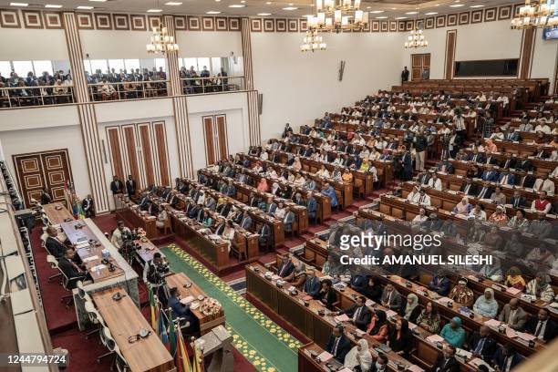 Members of the Ethiopian Parliament attend a session addressed by Prime Minister Abiy Ahmed in Addis Ababa, on November 15, 2022.