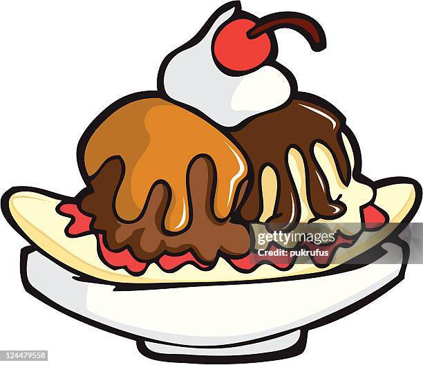 banana split illustration - banana split stock illustrations