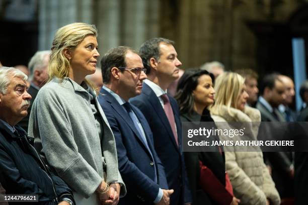 Interior Minister Annelies Verlinden and guests attend the Te Deum mass, to mark the King's Feast, at the Saint Michael and St Gudula Cathedral, in...