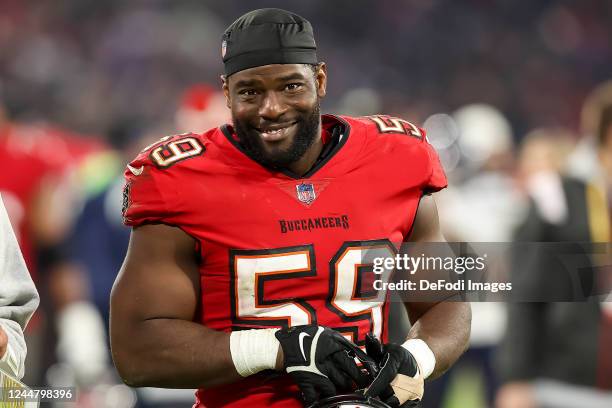 Genard Avery of Tampa Bay Buccaneers looks on during the NFL match between Seattle Seahawks and Tampa Bay Buccaneers at Allianz Arena on November 13,...