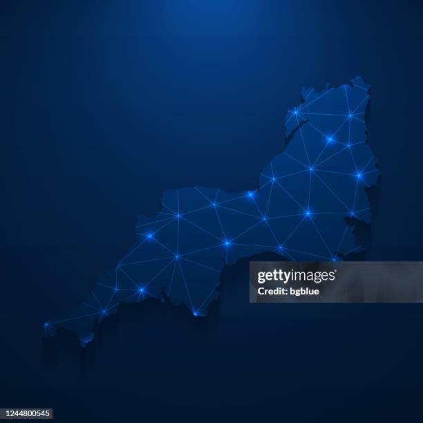 south west map network - bright mesh on dark blue background - south west england stock illustrations