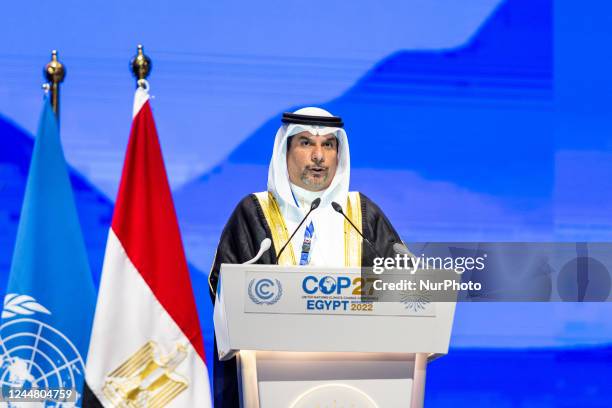 Mohammed Bin Daina, Minister of Oil and Environment and Special Envoy of Climate Change of Kingdom of Bahrain addresses delegates in Plenary room...