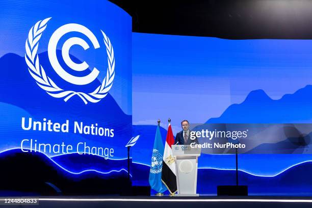 Dan J. Jørgensen, Minister of Climate, Energy and Utilities of Denmark addresses delegates in Plenary room Nefertiti during the resumed High-Level...