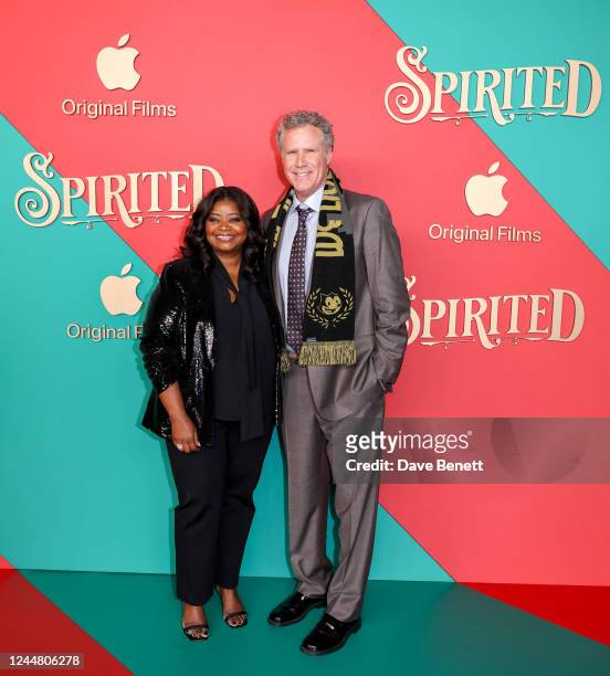 Octavia Spencer and Will Ferrell attend the Apple Original Films red carpet screening event for Spirited at BFI Southbank Centre on November 15, 2022...