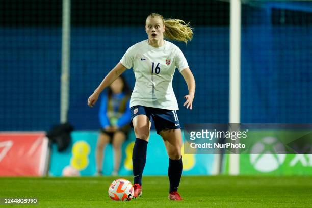 Mathilde Harviken of Norway in action during the international women friendly match between England and Norway at Pinatar Arena on November 15, 2022...