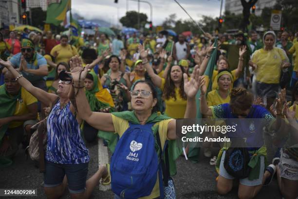 Supporters of outgoing Brazilian President Jair Bolsonaro gathered in Rio de Janeiro, Brazil on November 15, 2022 in protest against the October...