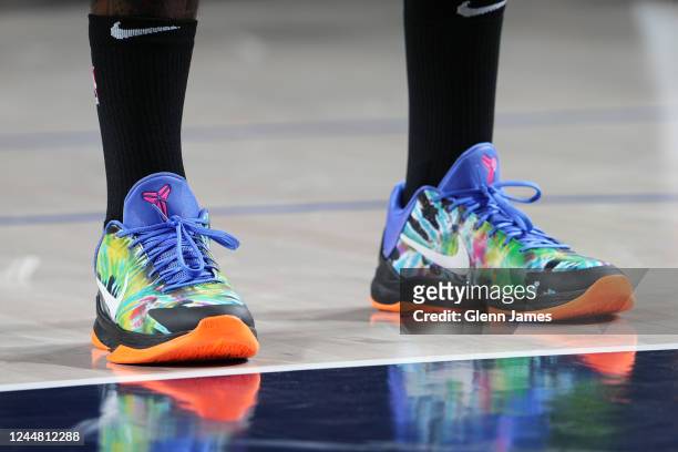 The sneakers worn by John Wall of the LA Clippers during the game against the Dallas Mavericks on November 15, 2022 at the American Airlines Center...