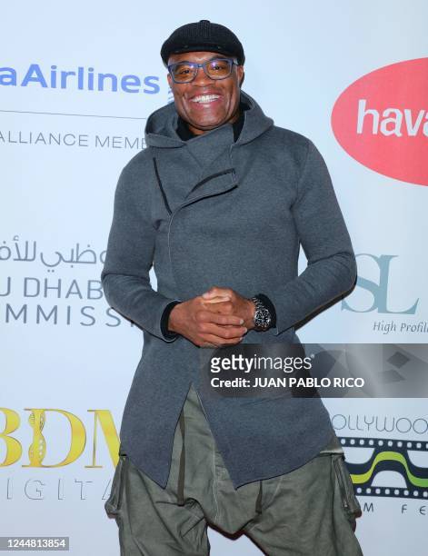 Brazilian-US mixed martial artist Anderson Silva arrives to the screening of "Mars One," during the opening night of the Hollywood Brazilian Film...