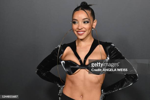 Singer Tinashe arrives to the opening of the Thierry Mugler: Couturissime exhibition at the Brooklyn Museum in the Brooklyn borough of New York City,...