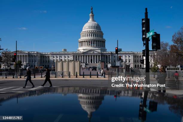 The exterior of the U.S Capitol is seen during the second day of orientation for new members of the House of Representatives in Washington, D.C., on...