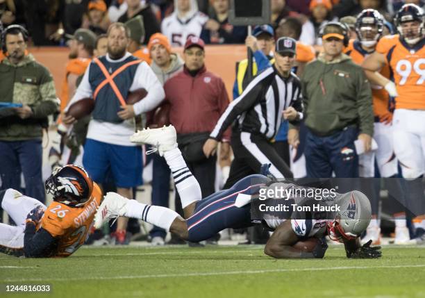 New England Patriots tight end Martellus Bennett during an NFL game between the Denver Broncos and the New England Patriots in Denver., Sunday, Nov...