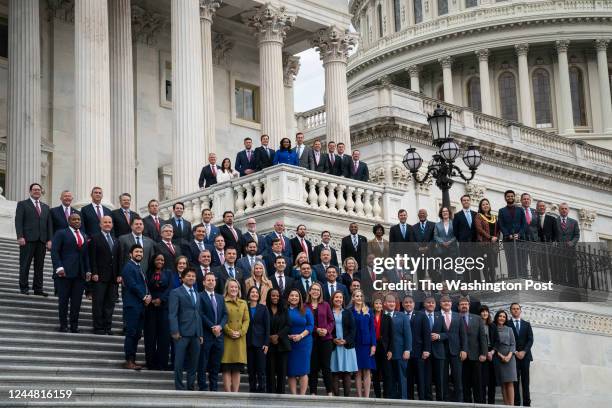 Washington, DC Newly-elected members of the 118th Congress pose for a class photo on the east front steps on Capitol Hill on Tuesday, Nov. 15, 2022...