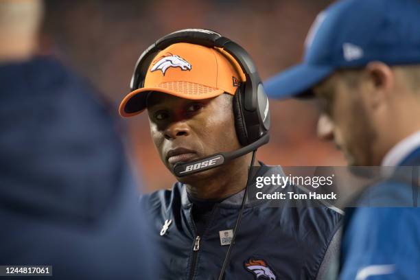 Denver Broncos head coach Vance Joseph on the sidelines during an NFL football game between the Denver Broncos and the New York Giants on Sunday,...