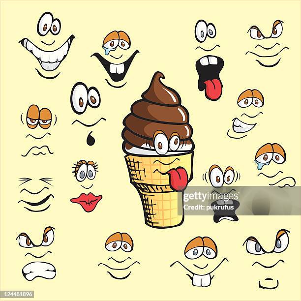 ice cream expressions - chocolate face stock illustrations