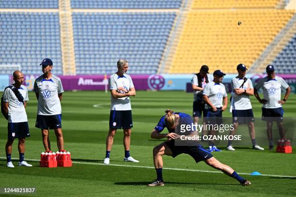 S defender Tim Ream takes part during a training session at the team's training camp in Doha on November 16 ahead of the Qatar 2022 World Cup...