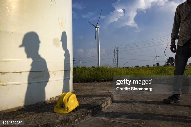 Workers from EKI Energy Services Ltd. At a ReGen Powertech Pvt. Wind farm in Dewas, Madhya Pradesh, India, on Friday, Sept. 9, 2022. Prime Minister...