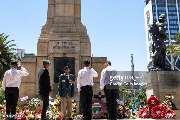 William van Wyk, the oldest surviving Second World War veteran in South Africa at the annual Remembrance Day memorial service and wreath-laying...