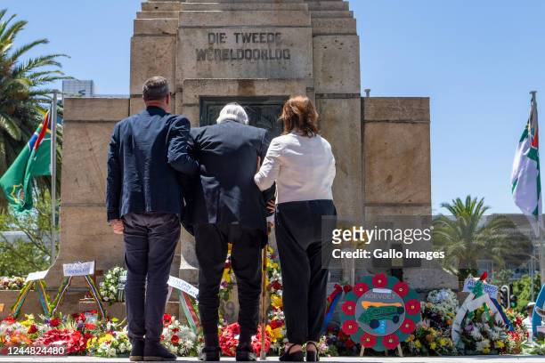 Walter Brewis is supported by family as he pays his respect at the annual Remembrance Day memorial service and wreath-laying parade at the Cenotaph...