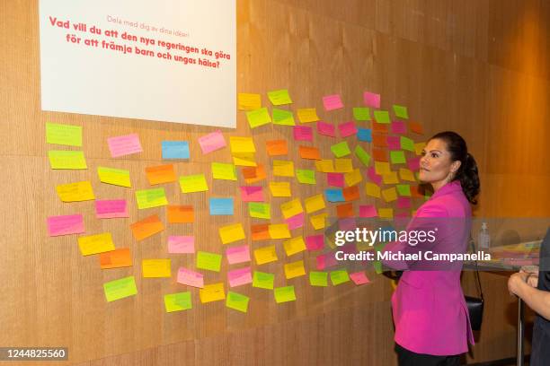 Crown Princess Victoria of Sweden attends the Generation Pep annual "Pep Forum" at Hotel Clarion Sign on November 16, 2022 in Stockholm, Sweden....
