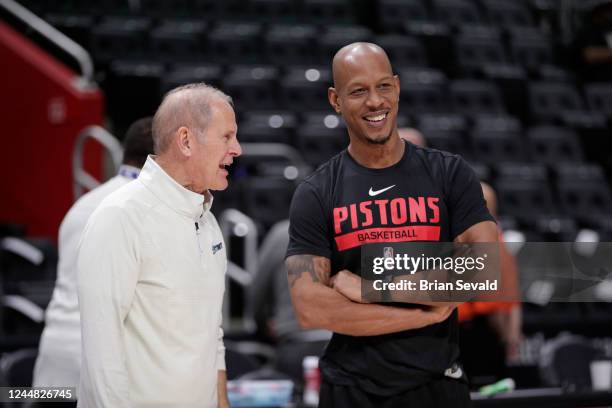 Keith Bogans of the Detroit Pistons smiles before the game against the Toronto Raptors on November 14, 2022 at Little Caesars Arena in Detroit,...
